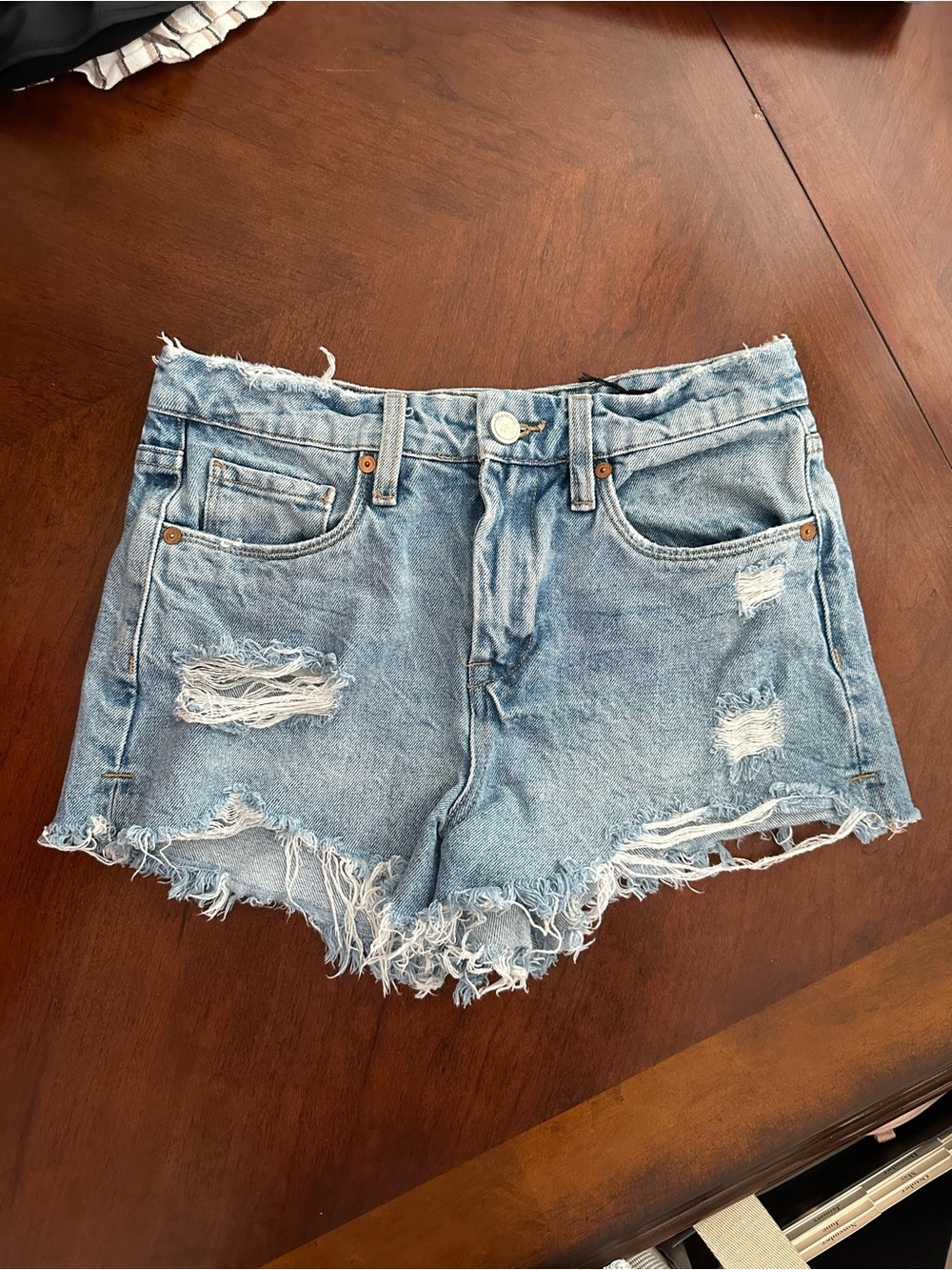 Blank NYC Light Blue Distressed Denim Cutoff Shorts